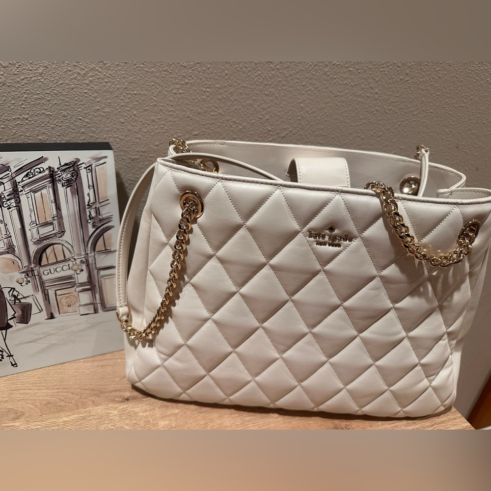 Kate Spade Carey Cream Quilted Shoulder Bag